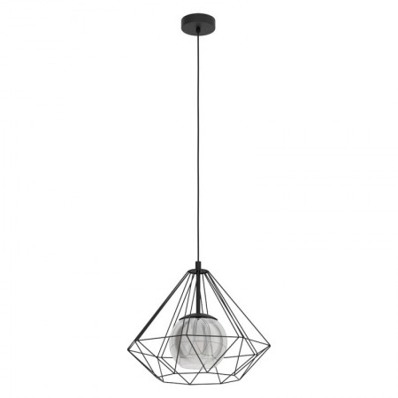 EGLO INTERIOR - Suspensie Eglo Vernham, negru mat, sticla fumurie, 1XE27, 44.5 cm, 43481
