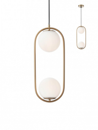 Pendule - Suspensie LUMYO NIVA 26261 E14 2x28W Metal Gold Abajur Sticla Opal IP20