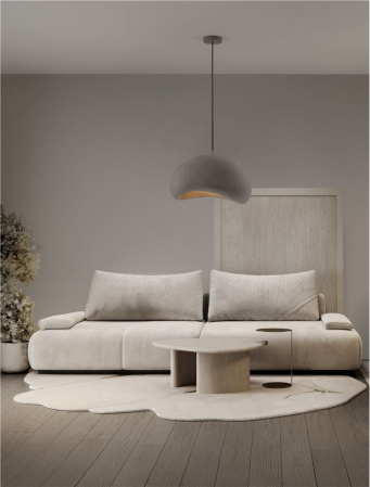 Suspensie Nova Luce 9002673 AERE E27 1x12W  Polyurethane & Resin Stone Gray 500mm x 400mm IP20 [1]