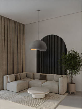 Suspensie Nova Luce 9002675 AERE E27 1x12W  Polyurethane & Resin Stone Gray 600mm x 480mm IP20 [1]