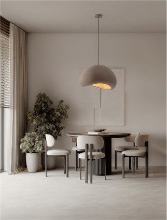 Suspensie Nova Luce 9002676 AERE E27 1x12W  Polyurethane & Resin Stone Brown 600mm x 480mm IP20 [1]