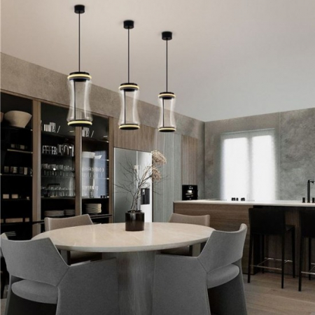 Suspensie Nova Luce Anapnoe, negru, touchless, LED, 21W, 567 lumeni, alb cald 3000K, D.22 cm, 9695285 [2]