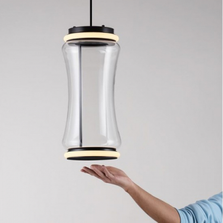 Suspensie Nova Luce Anapnoe, negru, touchless, LED, 21W, 567 lumeni, alb cald 3000K, D.22 cm, 9695285 [1]