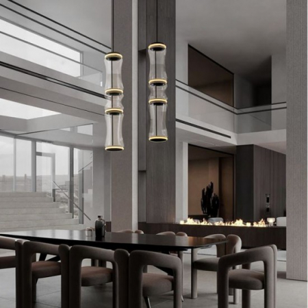 Suspensie Nova Luce Anapnoe, negru, touchless, LED, 37W, 888 lumeni, alb cald 3000K, H.113 cm, 9695284 [1]