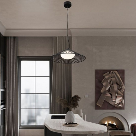 Suspensie Nova Luce Brume, negru, LED, 15W, 686 lumeni, alb cald 3000K, D.50 cm, 9620149 [1]