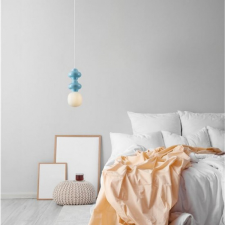 Pendul Nova Luce CLIO 9009113 Matt White Metal Base Blue Ceramic & Acid Opal Glass E14 1x5W IP20 [1]