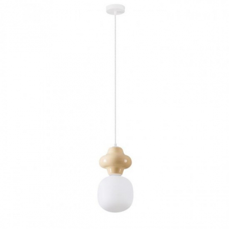 Pendule - Pendul Nova Luce CLIO 9009106 Matt White Metal Base Yellow Ceramic & Acid Opal Glass E14 1x5W IP20