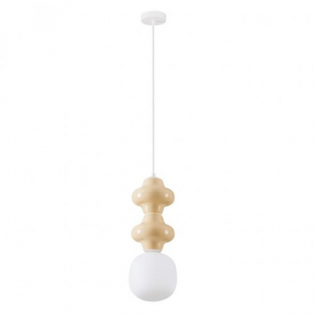 Pendule - Pendul Nova Luce CLIO 9009110 Matt White Metal Base Yellow Ceramic & Acid Opal Glass E14 1x5W IP20