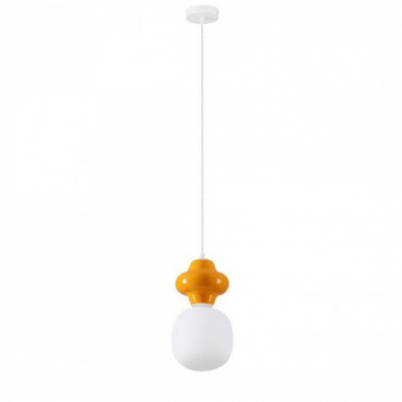 Pendule - Pendul Nova Luce CLIO 9009109 Matt White Metal Base Orange Ceramic & Acid Opal Glass E14 1x5W IP20
