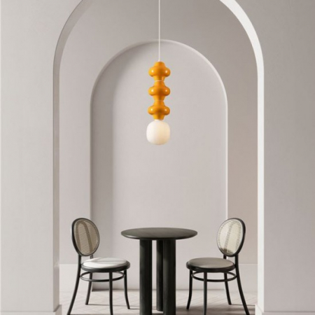 Pendul Nova Luce CLIO 9009120 Matt White Metal Base Orange Ceramic & Acid Opal Glass E14 1x5W IP20 [1]