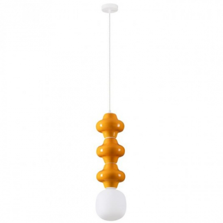 Pendule - Pendul Nova Luce CLIO 9009120 Matt White Metal Base Orange Ceramic & Acid Opal Glass E14 1x5W IP20