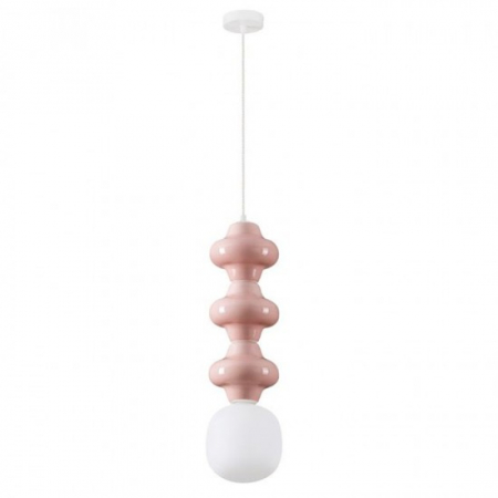 Pendule - Pendul Nova Luce CLIO 9009121 Matt White Metal Base Pink Ceramic & Acid Opal Glass E14 1x5W IP20