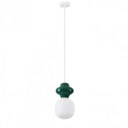 Pendule - Pendul Nova Luce CLIO 9009107 Matt White Metal Base Jasper Ceramic & Acid Opal Glass E14 1x5W IP20