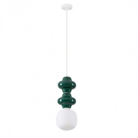 Pendule - Pendul Nova Luce CLIO 9009112 Matt White Metal Base Jasper Ceramic & Acid Opal Glass E14 1x5W IP20