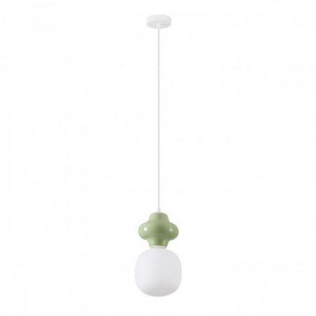 Pendule - Pendul Nova Luce CLIO 9009108 Matt White Metal Base Green Ceramic & Acid Opal Glass E14 1x5W IP20