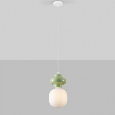 Pendul Nova Luce CLIO 9009108 Matt White Metal Base Green Ceramic & Acid Opal Glass E14 1x5W IP20 [1]