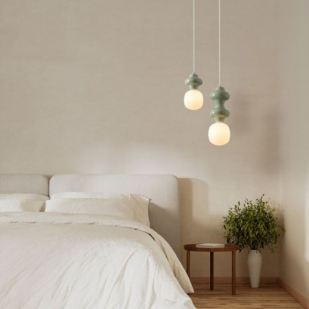 Pendul Nova Luce CLIO 9009115 Matt White Metal Base Green Ceramic & Acid Opal Glass E14 1x5W IP20 [1]