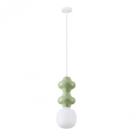 Pendule - Pendul Nova Luce CLIO 9009115 Matt White Metal Base Green Ceramic & Acid Opal Glass E14 1x5W IP20