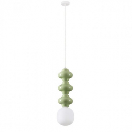 Pendule - Pendul Nova Luce CLIO 9009122 Matt White Metal Base Green Ceramic & Acid Opal Glass E14 1x5W IP20
