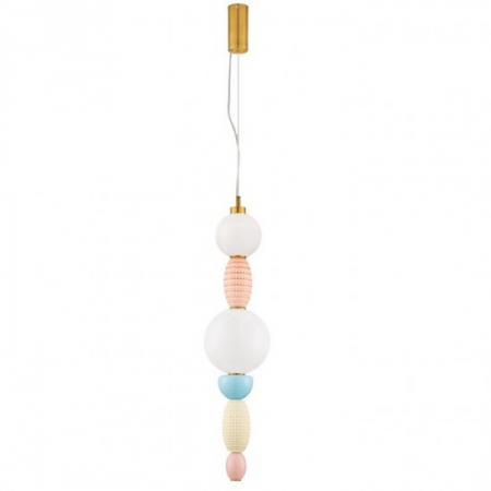 Pendule - Lustra Nova Luce OBRIE 9009153 Brass Gold Metal Orange, Blue & Purple Ceramic Opal Glass LED 23W 1423lm 3000K IP20