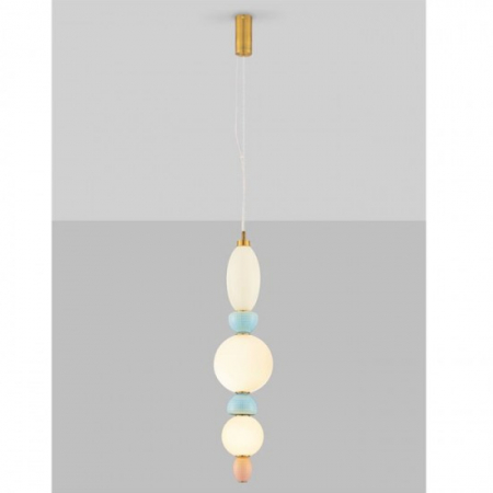Lustra Nova Luce OBRIE 9009154 Brass Gold Metal Orange & Blue Ceramic Opal Glass LED 27W 2032lm 3000K IP20 [2]