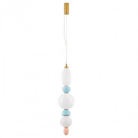 ILUMINAT - Lustra Nova Luce OBRIE 9009154 Brass Gold Metal Orange & Blue Ceramic Opal Glass LED 27W 2032lm 3000K IP20