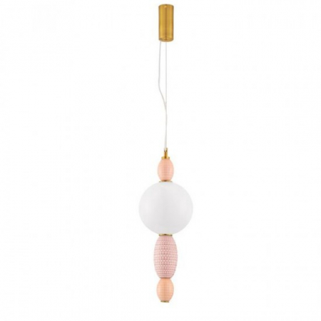 ILUMINAT - Lustra Nova Luce OBRIE 9009152 Brass Gold Metal Orange & Pink Ceramic Opal Glass LED 12W 794lm 3000K IP20