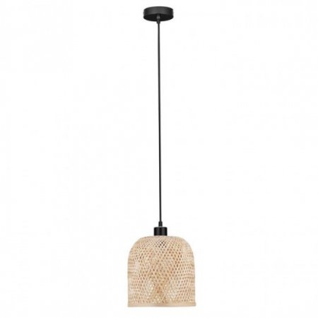 Pendule - Pendul Nova Luce Intra, negru, abajur ratan, 1XE27, D.23 cm, 9001089