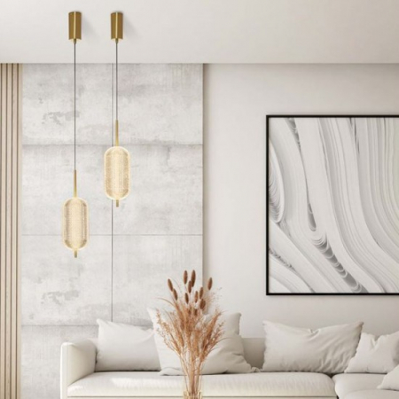 Lustra Nova Luce KLELIA 9236395 Triac Dimmable Brass Gold Metal & Clear Acrylic LED 17W 1451lm 3000K IP20 [1]
