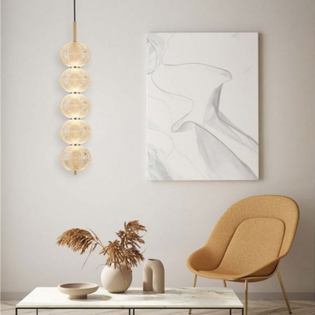 Lustra Nova Luce KLELIA 9236393 Triac Dimmable Brass Gold Metal & Clear Acrylic LED 30W 2482lm 3000K IP20 [1]