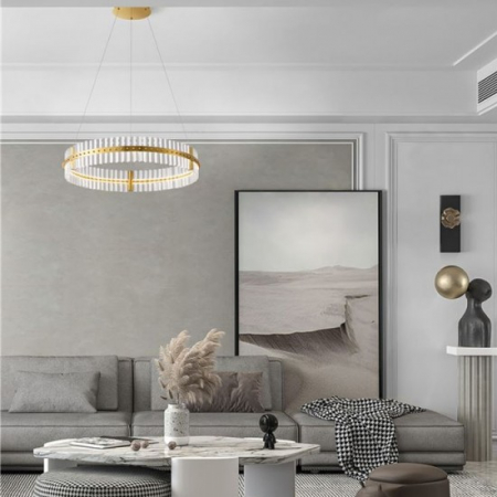 Suspensie Nova Luce Olimpia, auriu, LED, 56W, 6339 lumeni, alb cald 3500K, D.78 cm, 9019734 [1]