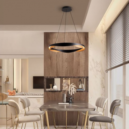 Suspensie Nova Luce Radon, negru/auriu, LED, 53W, 1751 lumeni, alb cald 3000K, L.65 cm, 9186948 [1]