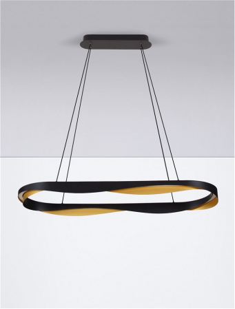 Suspensie Nova Luce Radon, negru/auriu, LED, 62W, 3093 lumeni, alb cald 3000K, L.100 cm, 9186949 [2]
