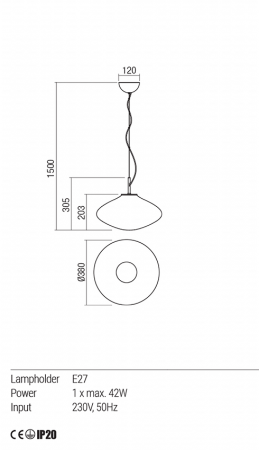 Suspensie REDO Absolute  01-1620 E27 1x42W IP20 Cooper [2]
