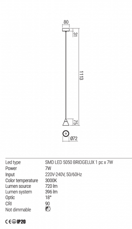 01-1750  Pendul REDO EIKO, SAND WHITE, LED, 6W, 630 lm, 3000K, , IP20 [2]