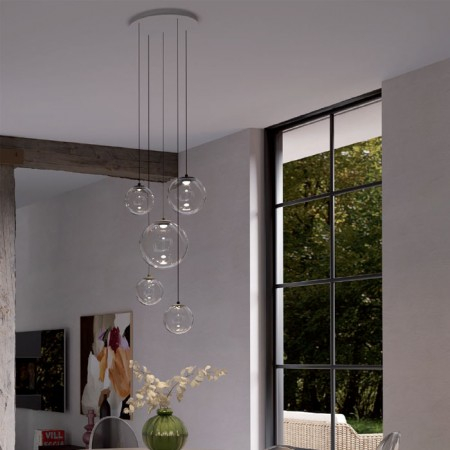 Suspensie Redo Irides, sticla transparenta, LED, 10W, 645 lumeni, alb cald 3000K, D.25 cm, 01-3959 [1]