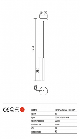 Suspensie REDO Kanji 01-1220 LED 6W 3000K 446lm Metal Alb Mat [3]