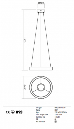 Suspensie REDO Loop 01-671 LED 28W 3000K 1115lm Nedimabil IP20 White [3]