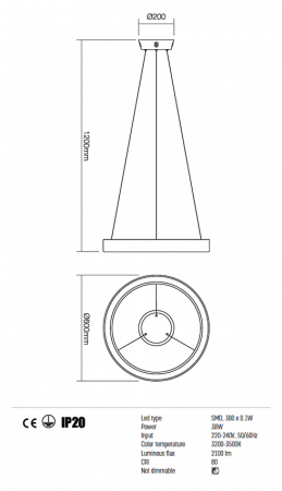 Suspensie REDO Loop 01-672 LED 38W 3000K 2100lm Nedimabil IP20 White [3]