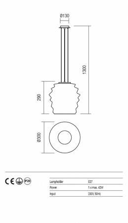 Suspensie REDO Magma 01-1141 E27 1x42W Ø300 IP20 Alb Opal [3]