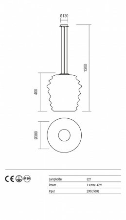 Suspensie REDO Magma 01-1142 E27 1x42W Ø380 IP20 Alb Opal [4]