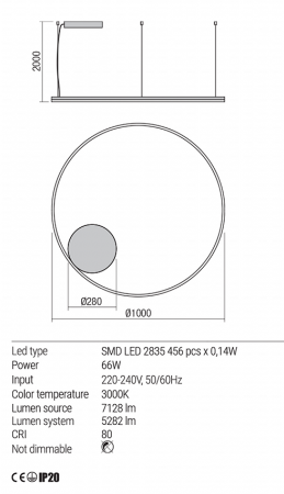 Suspensie Redo Orbit LED Direct Light alb mat  66W  7128/5282 lumeni  alb cald  3000K 01-1714 [2]