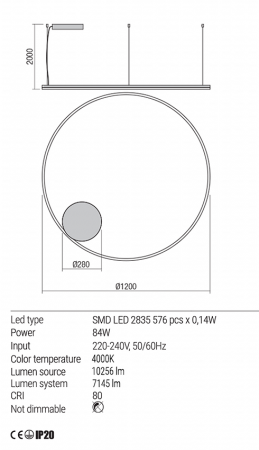 Suspensie Redo Orbit LED Direct Light alb mat  84W  7145 lumeni  alb neutru 4000K 01-1918 [2]