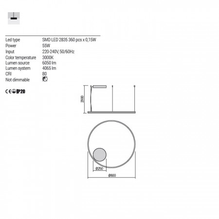 Lustra moderna neagra, dimmabila, dispersor din acryl, lumina directa, LED 55W/6050lm/3000K, Orbit 01-1949-TRIAC [1]
