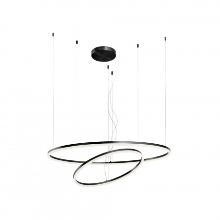 BLACK FRIDAY 2024 - Suspensie Redo Orbit, negru mat, LED, 66W+42W, 8442 lumeni