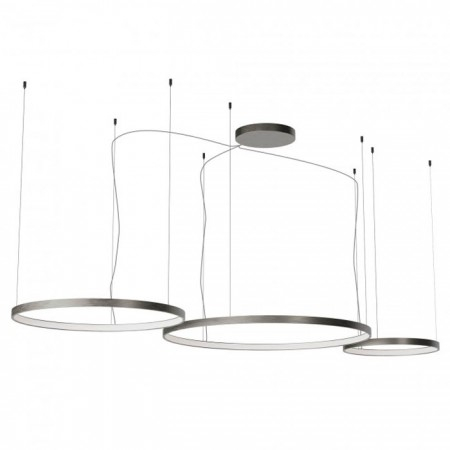 BLACK FRIDAY 2024 - Suspensie Redo Orion Round, foggy nickel, LED CCT, 176W, 11406 lumeni, 2700K/3000K/4000K, D.100+75+50 cm, 01-3884
