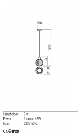 Pendul Redo PLUMEN 01-2064 E14 1x40W h1200 Ø150 IP20 Nedimabil Crom/Cooper [1]
