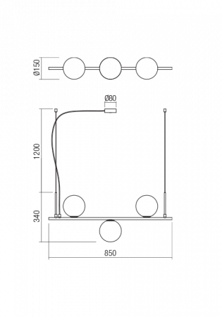 Suspensie REDO Talis  01-1634 E27 3x28W Nedimabila Bronz Periat [1]