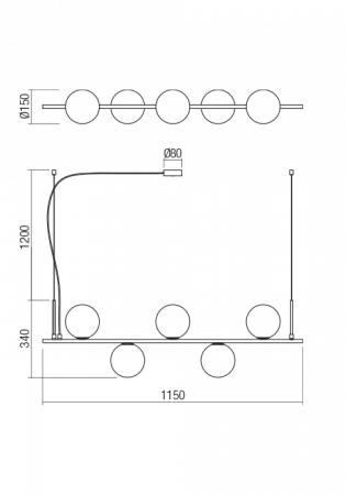Suspensie REDO Talis  01-1635 E14 5x28W Nedimabila Bronz Periat [1]