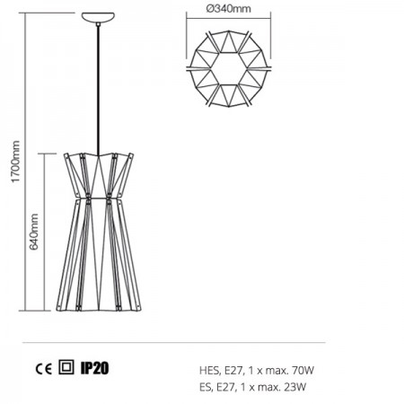Suspensie Redo Wabi 01-831  1X70W E27 CONICA - WHITE [1]